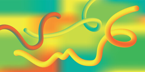 Vibrant Abstract Gradient With Curved 3D Lines In Warm Tropical Colors, Blending Energy And Creativity, Perfect For Backgrounds, Art Projects, Or Digital Design.