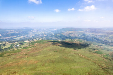 Naklejka premium Beautiful aerial view of Bannau Brycheiniog National Park, near Crickhowell and Abergavenny, south wales