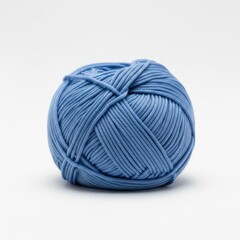 Ball of blue yarn on white background, knitting and crafting resource image