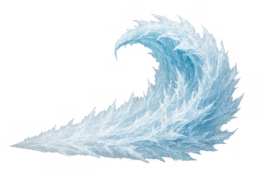 Ice crystals forming a stylized wave, isolated on transparent background, perfect for winter or cold-themed projects