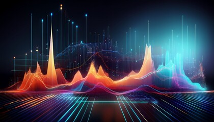 dynamic data visualization showcasing graphs and charts in futuristic style