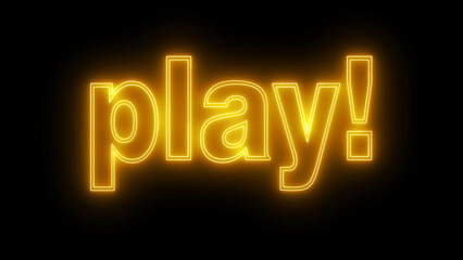 Play neon sign. Neon sign Play. Play logo animation.	