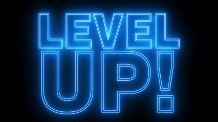 Level up neon sign. Neon sign Level up. Level up logo animation.	
