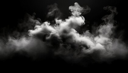 black smoke cloud effect isolated design realistic fog mist texture overlay dynamic vapor swirl motion concept