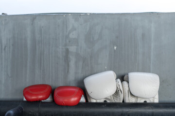 A pair of red boxing gloves and white, ready for the ultimate fight