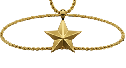 Isolated Golden Star Pendant Necklace On Transparent Background Illustration