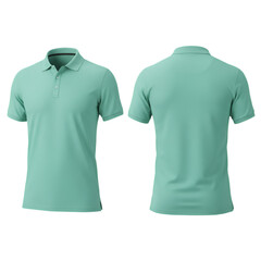 Isolated Green Polo Shirt Front And Back View Template PNG Illustration