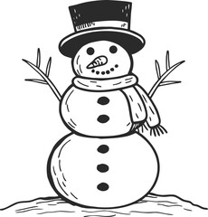 Snowman silhouette Art Vector Icon on transparent background