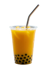 Isolated Mango Bubble Tea Photo with Transparent Background and Yellow Colors