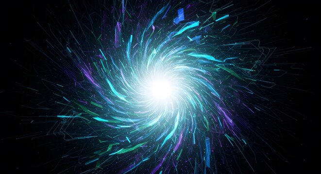 A swirling vortex of futuristic blue and purple energy