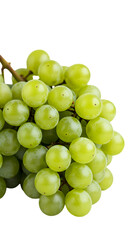 Isolated Green Grape Bunch Photo on Black Transparent Background
