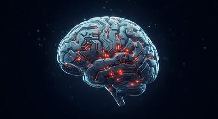 Cybernetic mind concept showing artificial intelligence