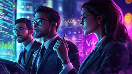 Business people financial data