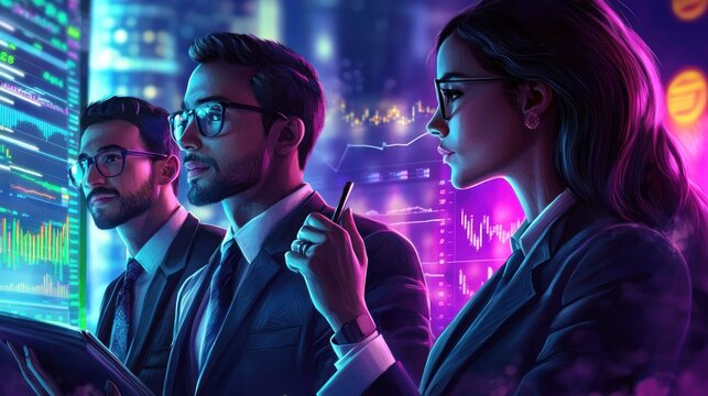 Business people financial data