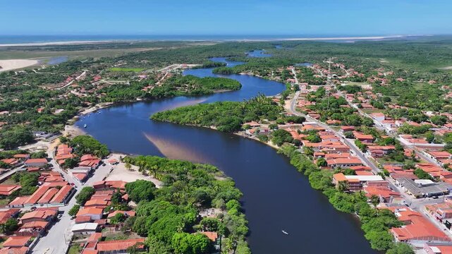 Paulino Neves Village At Paulino Neves In Maranhao Brazil. Coast City. Fome River. Paulino Neves Village At Maranhao. Northeast Landscape. Coastline Scene. Nature Riverside.
