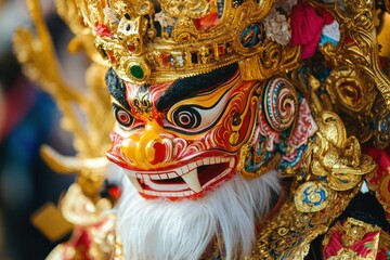 Traditional Barong mask at Balinese festival