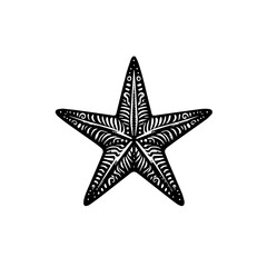 Obraz premium Intricate Black and White Stylized Starfish with Decorative Patterns.