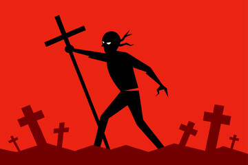 survivor holding cross zombies