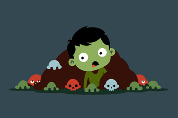 survivor hiding under zombie corpses