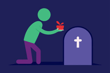 survivor leaving gift gravestone