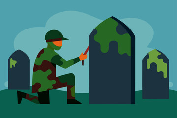 survivor painting camouflage gravestones