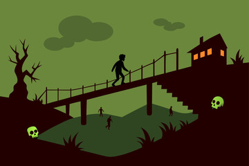 survivor luring zombies collapsing bridge