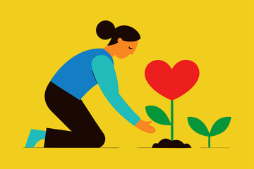 survivor planting heart flower bed