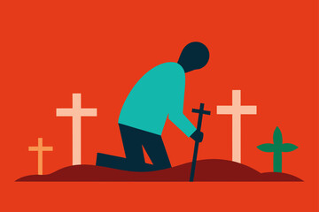 survivor planting holy crosses ground