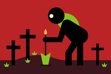 survivor planting spikes around graves