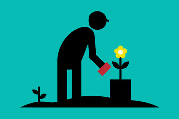 survivor planting wildflowers on grave