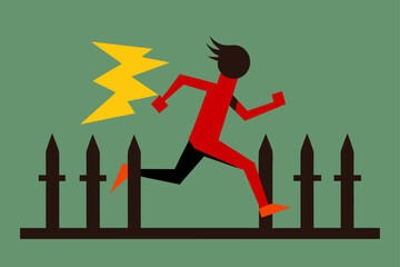 survivor running broken iron fence