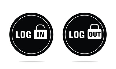 Log in and log out icon set. Login, logout symbol. Vector illustration. EPS 10 .