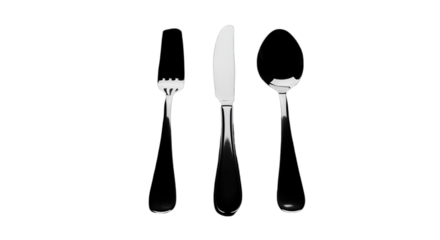 Isolated Cutlery Illustration On Black Background Shiny Metallic Utensils