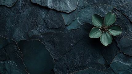 Dark Slate Background with Green Plant