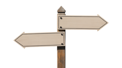 Rustic Wooden Signpost with Blank Directional Arrows
