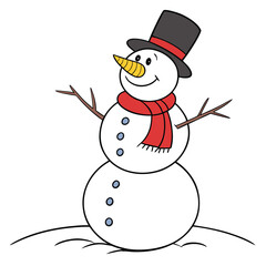 Snowman color art with white background