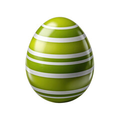 Green and white striped easter egg isolated on transparent background