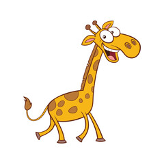 Playful Cartoon Giraffe with Exaggerated Expression and Fun Pose