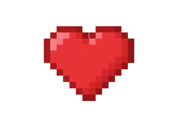 A single red pixelated heart shape on a white background simple and minimalistic art