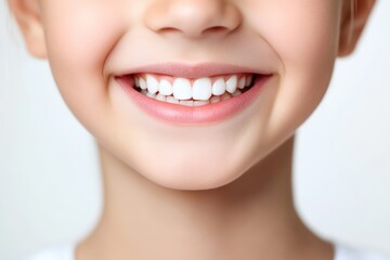 Obraz premium Smiling child with bright white teeth close-up