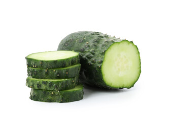 Slices of fresh cucumber isolated on white