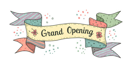 Fototapeta premium Isolated Grand Opening Banner Illustration With Transparent Background