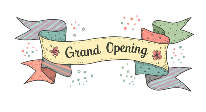 Isolated Grand Opening Banner Illustration With Transparent Background