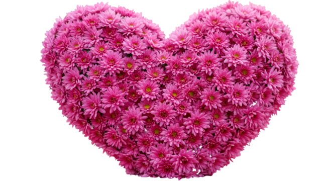 Isolated Heart-Shaped Pink Floral Illustration on a Transparent Background