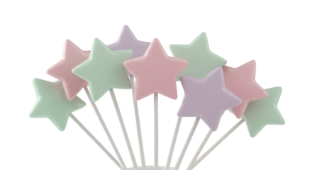 Isolated Pastel Stars On Sticks Illustration With Transparent Background