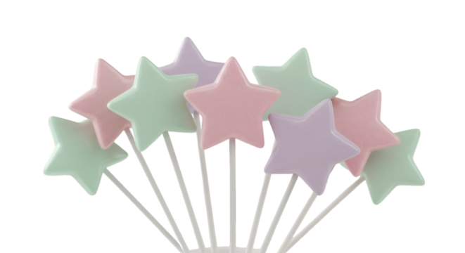 Isolated Pastel Stars On Sticks Illustration With Transparent Background - Powered by Adobe