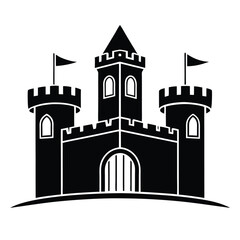 Fototapeta premium Fairytale Castle Silhouette Icon in Simple Vector
