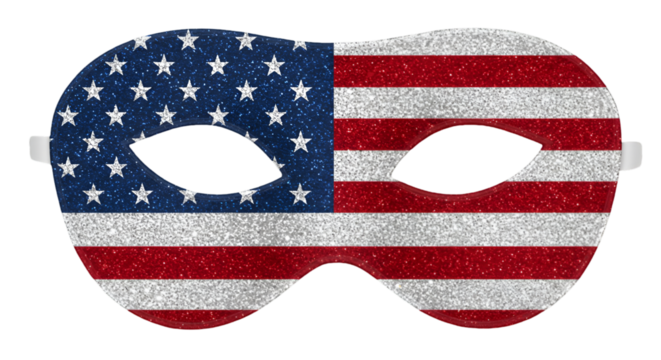 Isolated Patriotic American Mask Illustration With USA Flag Design And Glitter Effect