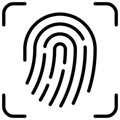 Fingerprint Scan Outline Icon Design Vector - fingerprint inside a scanning frame, representing biometric authentication, identity verification, and secure access