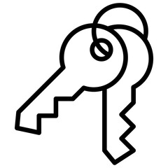 Key Pair Outline Icon Design Vector - Two overlapping keys, representing access control, digital keys, and physical security